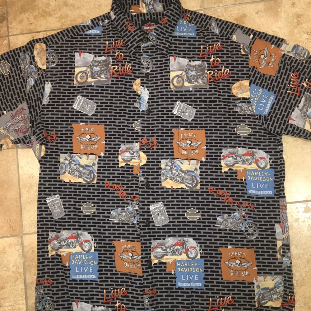 VTG Harley Davidson Live to Ride button shirt. M